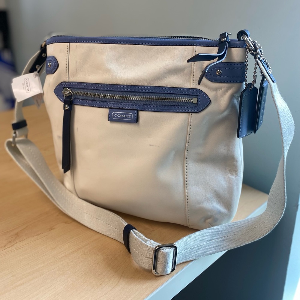 White & Blue Coach Crossbody Purse